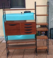 Libreria vintage modulare anni '60 Design Scandinavo -in legno e metallo 