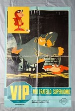 Manifesto Soggettone 100 x 70 VIP MIO FRATELLO SUPERUOMO bruno bozzetto 1968 G47