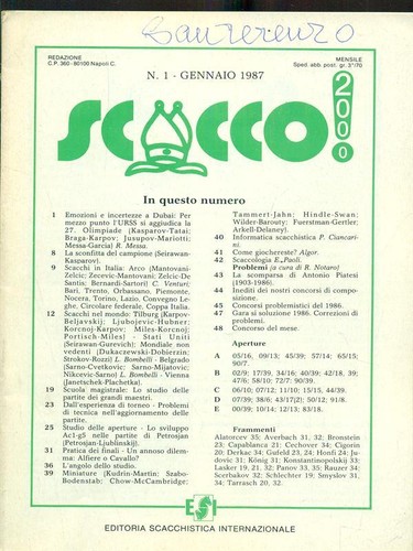Scacco gennaio 1987 - scacco, n1/