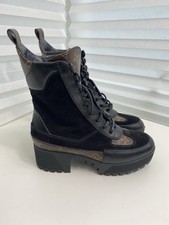 Louis Vuitton Laureate Desert Boots Monogram in pelle nera, taglia 34,5 (MA0178,