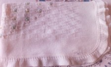 COPERTINA NEONATO BIANCA CON FIORI RICAMATI  DA CARROZZINA O CULLA ANNI '90