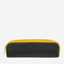 Portapenne Thani DuDu® in pelle – Astuccio compatto unisex - NERO/GIALLO