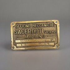 Targa Navale In Ottone Officine meccaniche Sacerdoti Milano