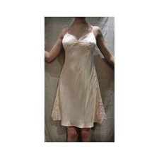 Argentovivo QUAZ Pink Silk Sleeveless Short Nightdress With Embroidered Panels