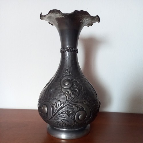 Vaso peltro decorato - vaso,