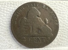 2 CENT 1863 MONETA L'UNION FAIT LA FORCE BELGIO