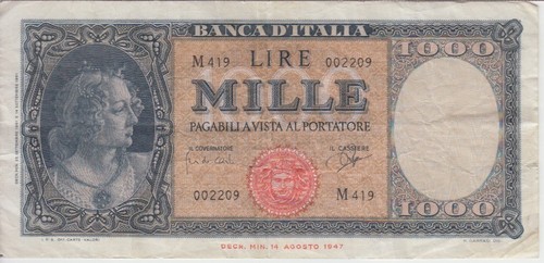 Italy banknote 88d 2209 - italy,