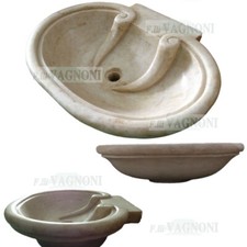 Lavandino acquasantiera conchiglia lavello in marmo incasso scolpito bagno cm 60