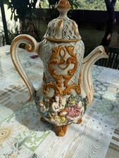 capodimonte vaso con maniglia Decorato A Mano In Ceramica.Dipinta A Mano .