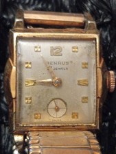 orologio uomo BENRUS anni 50 rettangolare placcato oro 
