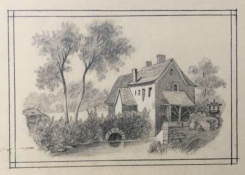Disegno antico mulino - antico,,
