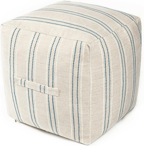 Unstuffed farmhouse pouf cover - unstuffed,