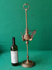 ANTICA LAMPADA FIORENTINA LUME IN OTTONE A OLIO PETROLIO 4 LUCI PRIMI '900. CV21