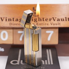 Accendino Dunhill Silver Rollagas Tre Linea Oro_Pulito Ultrasuoni_FUNZIONANTE