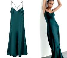 ZARA ABITO LUNGO RASO MAXI