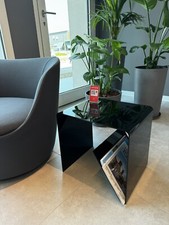 Tavolino Comodino Plexiglass Nero Portariviste Portaoggetti Sala Camera 40x33x40