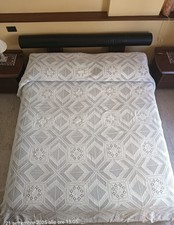 Coperta matrimoniale all'uncinetto, con filo Freccia numero 16, bianca, nuova