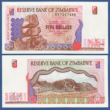 SIMBABWE / ZIMBABWE 5 dollari