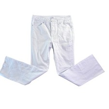Bleu White Flare Leg Raw Hem