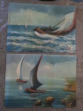 Franz Ficara - Coppia quadri Olio 1971 Palermo Mare