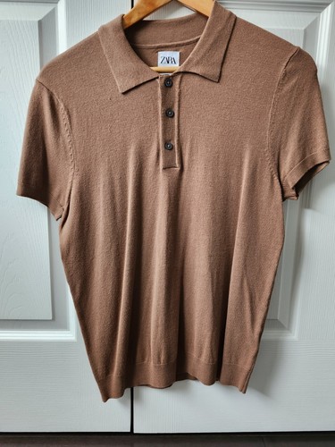 Zara polo shirt mens brown - polo, s