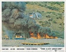 The Last Grenade original lobby card helicopter hovering over explosion