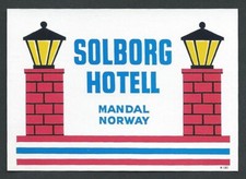 Solborg Hotel MANDAL Norvegia - etichetta bagaglio vintage