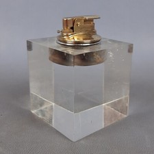 Accendino Da Tavolo Blitz Cubo Plexiglass E Metallo Modernariato Anni '70