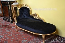 Dormeuse dorata stile Barocco in velluto nero