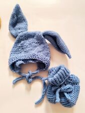 Set Neonato - Cappellino con orecchie e le scarpine con i lacci 0-3 HANDMADE 