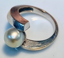 Magnifico Anello Oro Bianco 18 Carati - Perla - 7,40 G