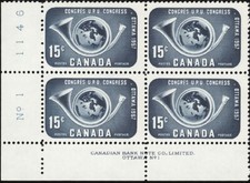 CANADA, 1957. Blocco targa UPU