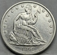 1861-P  SEATED LIBERTY  HALF