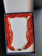Collana Torchon  10 fili in Corallo con Cammeo Vintage .  