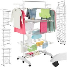 Stendibiancheria A Torre Pieghevole 4 Livelli Con Ruote   