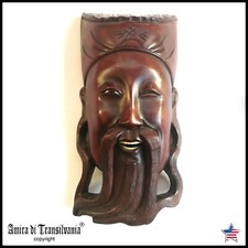 maschera samurai legno giapponese antiquariato collezione home decor vintage hannya noh old