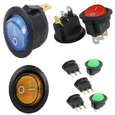 INTERRUTTORE rotondo luminoso 220V 6A rosso verde blu giallo da pannello 20mm