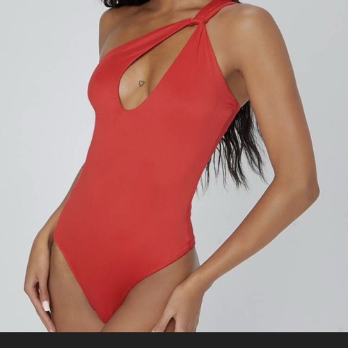 Body rosso monospalla con