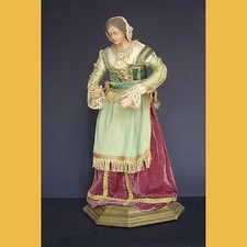 DONNA PASTORE NAPOLETANO DEL ‘700 Cartapesta FIGURA DA PRESEPE terracotta GESU'.