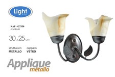 APPLIQUE 2 LUCI VETRO METALLO