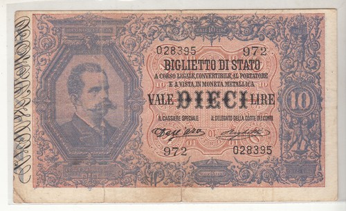 Biglietto regno italia lire - lire, 10