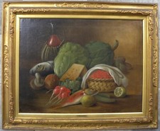 Francesco MALACREA (Trieste 1812–1886) Natura morta con pesci, vino e rapanelli