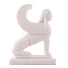 Statua antica mitologia greca sfinge alabastro 6,88" - 17,5 cm marmo fuso bianco