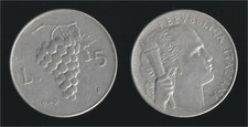 5 LIRE 1949 GRAPPOLO D'UVA - ITALIA 