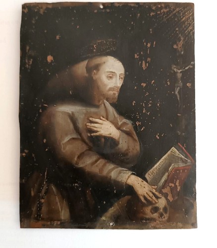 Antico dipinto rame - su, scuola