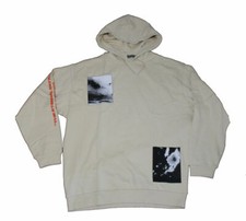 HERREN SWEATSHIRT KAPUZENPULLOVER LONG HOODIE BEIGE DRUCK ASOS Gr. M NEU