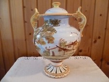 ANFORA VASO CERAMICA CASTELLI ABRUZZO DIPINTO A MANO H 32 X DIAM 23 CM anni '80