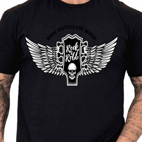 Maglietta rock roll skull - maglietta,
