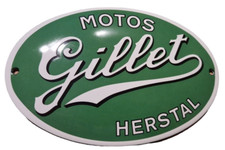 GILLET MOTOS HERSTAL. SCUDO IN PORCELLANA SMALTATO/SMALTO, INSEGNA, PIATTO RETRÒ!!