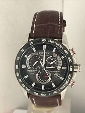 Orologio Citizen Uomo Eco Drive Chrono A-T Sveglia Radiocontrollato B.Cinturino Pelle